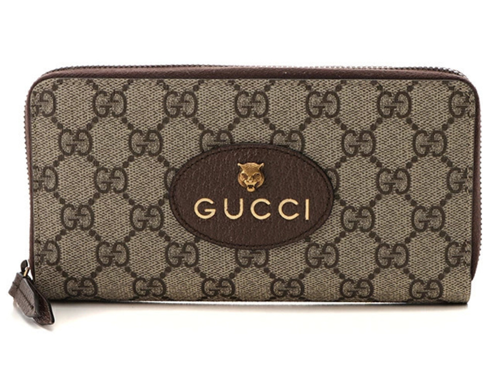 Gucci Neo GG Supreme Zip Around Wallet Long Brown